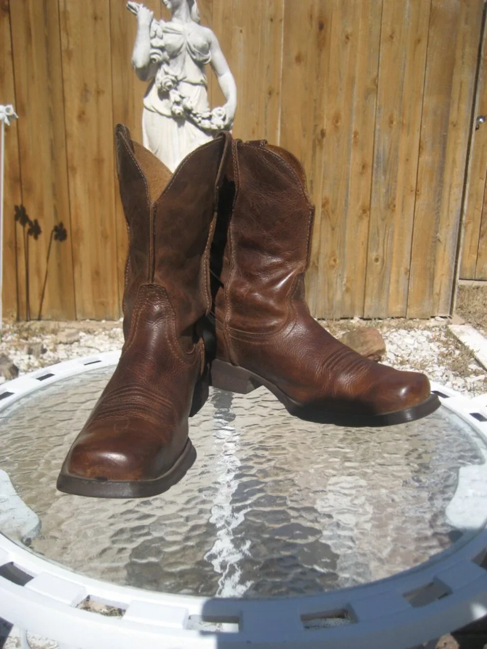 Men's Ariat Rambler Antiqued Brown Leather Square Toe Boots sz 9.5D